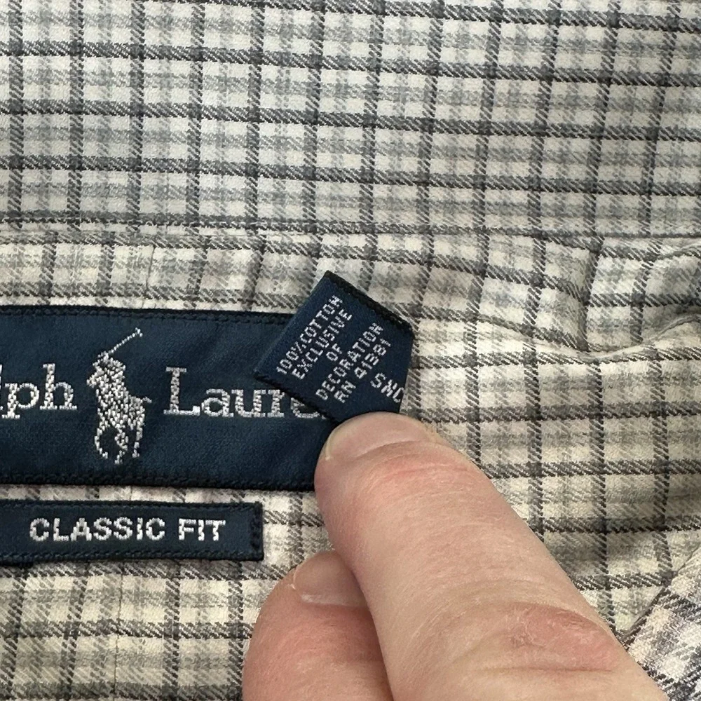 NWT Polo Ralph Lauren Classic Fit Long Sleeve Button Down White Gray Check Shirt